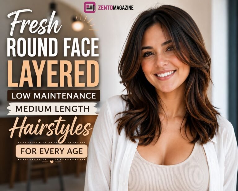 Fresh Round Face Layered Low Maintenance Medium Length Hairstyles for Every Age round face layered low maintenance medium length hairstyles